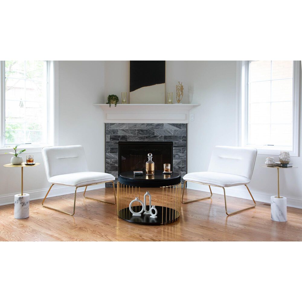 Lumisource Casper Accent Chair in Cream Velvet and Gold, , large