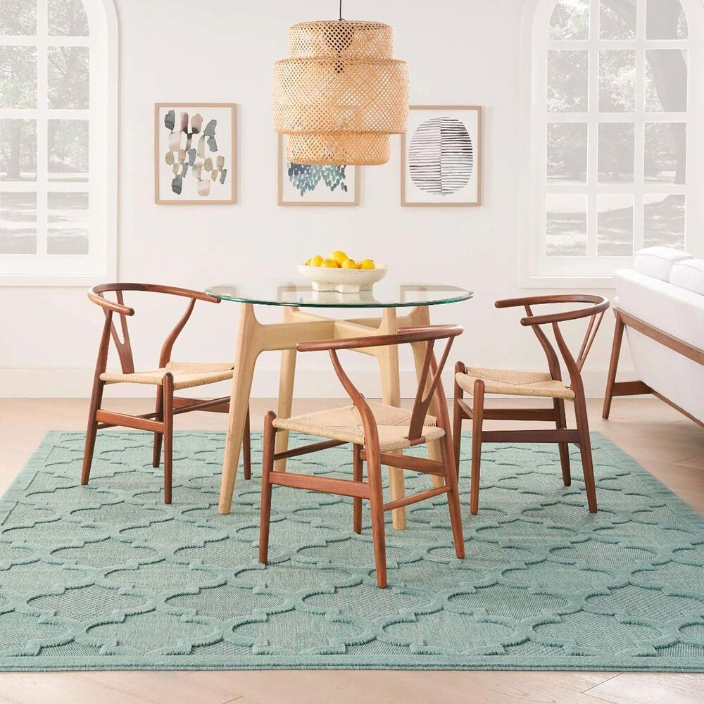 Nourison Easy Care 8&#39; x 10&#39; Aqua and Teal Indoor/Outdoor Area Rug, , large