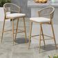 Hearth and Haven 30" Outdoor Barstool with Maple Frame in Beige (Set of 2), , large