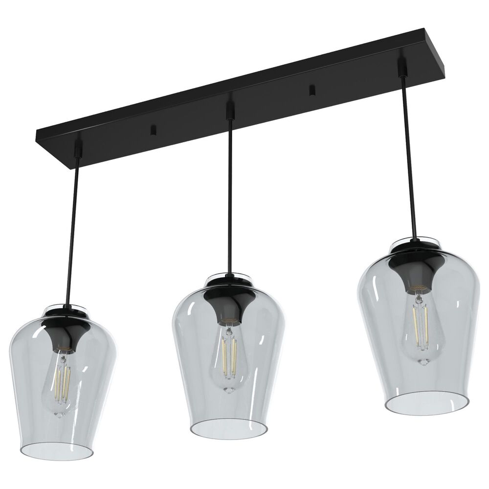 Hunter Vidria 3-Light Linear Pendant Cluster in Matte Black, , large