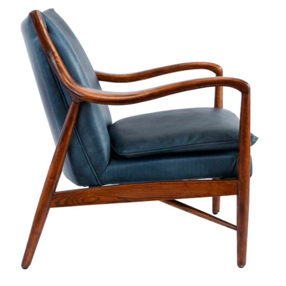 Classic Home Kiannah Leather Accent Chair in Blue, , large
