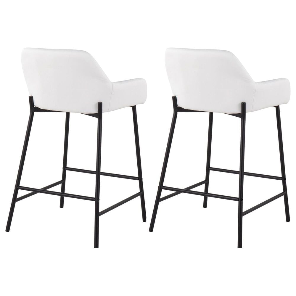 LumiSource Daniella Counter Stool with White Upholstery in Black (Set of 2), , large
