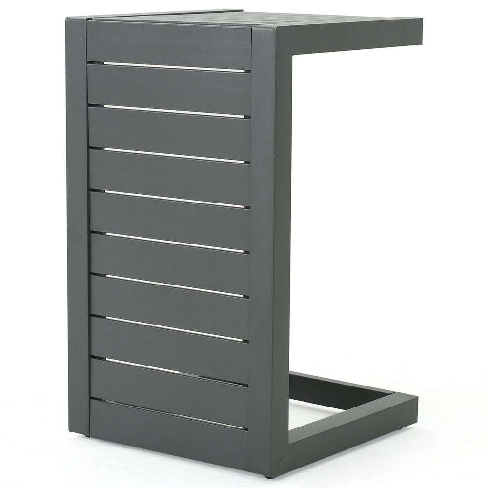 Hearth and Haven Cape Coral C-Shaped Patio Side Table in Grey, , large