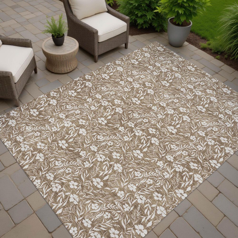 Dalyn Rug Company Soft Essentials Floral Mocha 10' x 14' Indoor/Outdoor Area Rug, , large