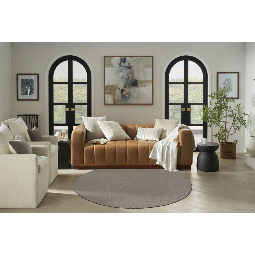 Nourison Courtyard Ivory and Charcoal 6&#39; Round Indoor/Outdoor Area Rug, , large