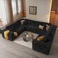 HOMLUX Modular Floor Sofa with Plush Corduroy, U-Shaped Sectional Couch with Chaise in Black, , large