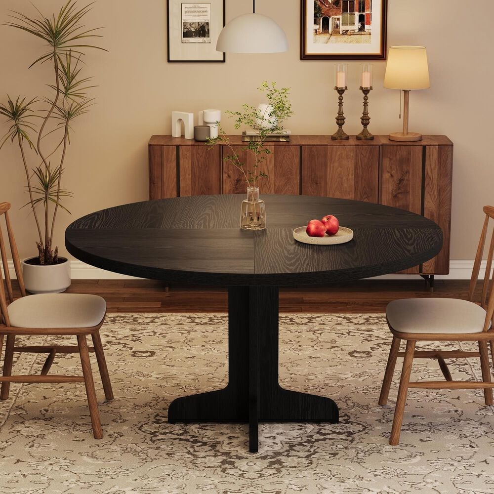 GARVEE 47" Round Dining Table in Black - Table Only, , large