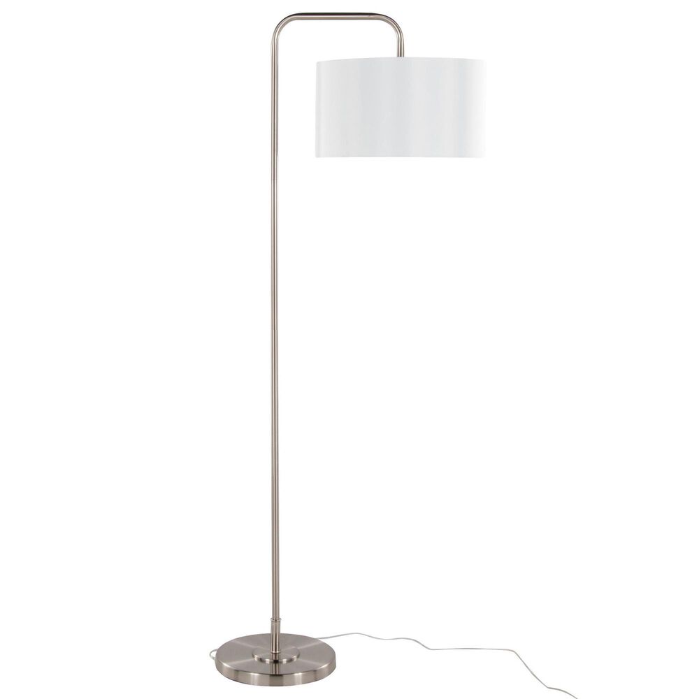 LumiSource Puck 63" Metal Floor Lamp in Brushed Nickel, , large