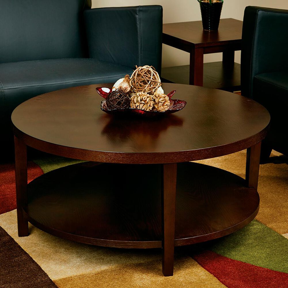 OSP Home Merge Round Coffee Table in Espresso, , large