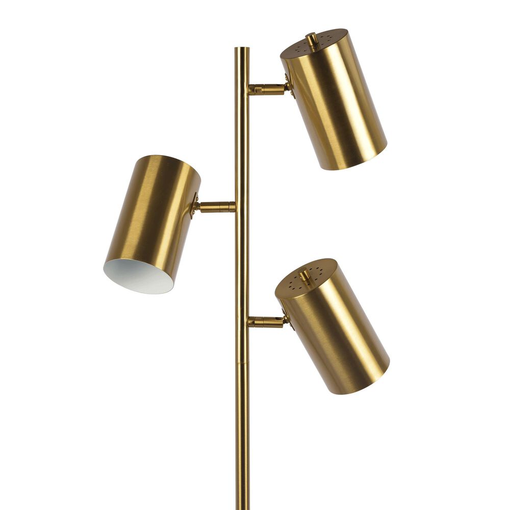 Hearth and Haven Harmony Floor Lamp with Rotary Switch Triple Spots in Gold, , large