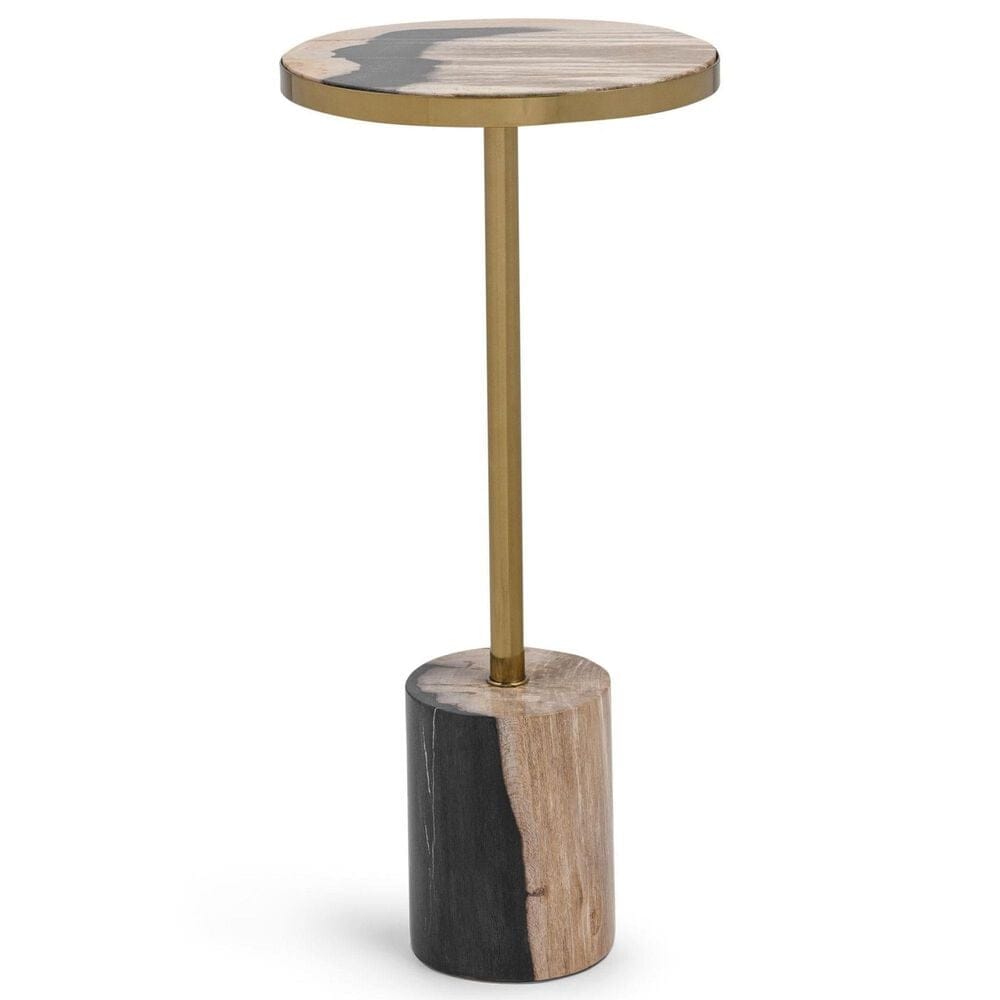 Classic Home Jordyn 8" Round Accent Table in Molten Husk and Brass, , large