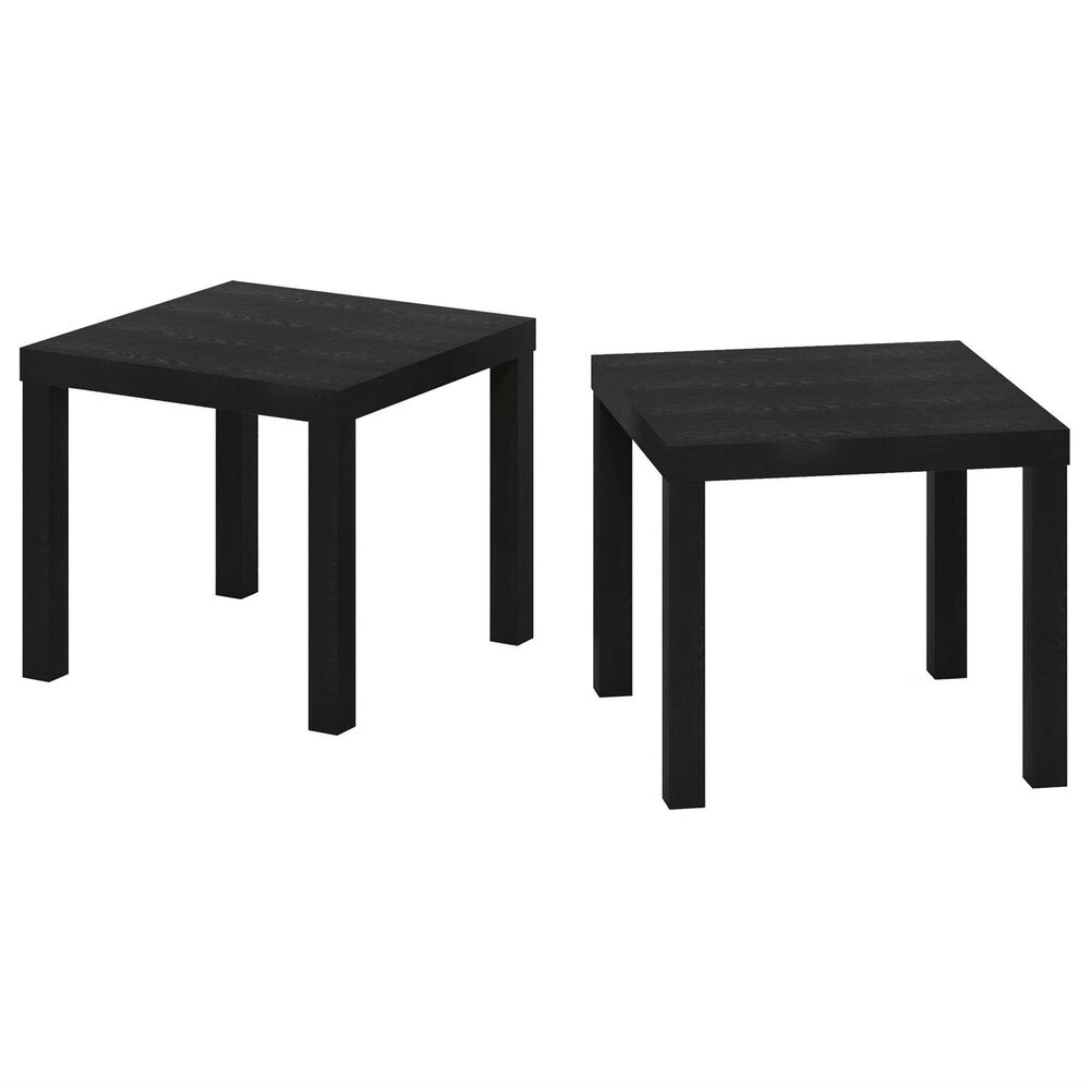 HOMLUX Classic Homey Square End Table in Black (Set of 2), , large