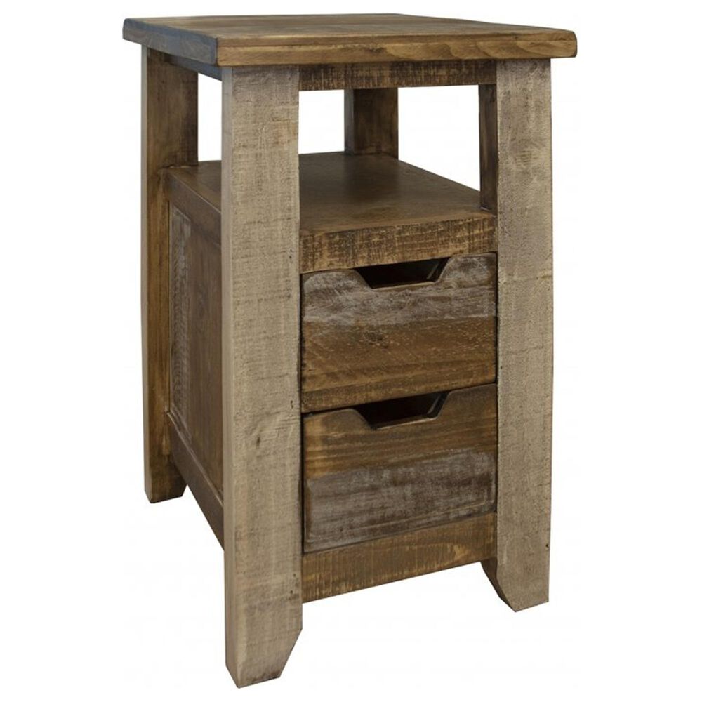 Fallridge Antique 2-Drawer Chairside Table in Distressed Brown, , large