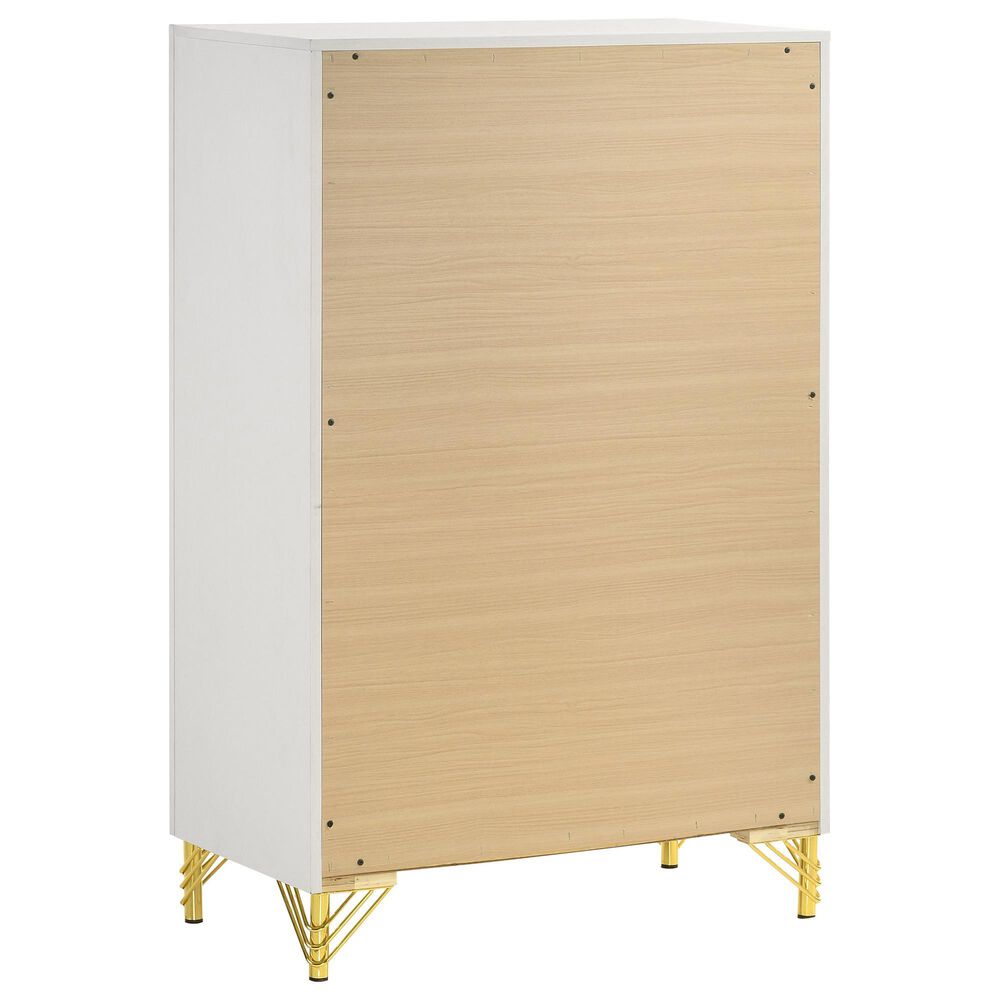 Pacific Landing Lucia 5-Drawer Chest in White and Gold, , large