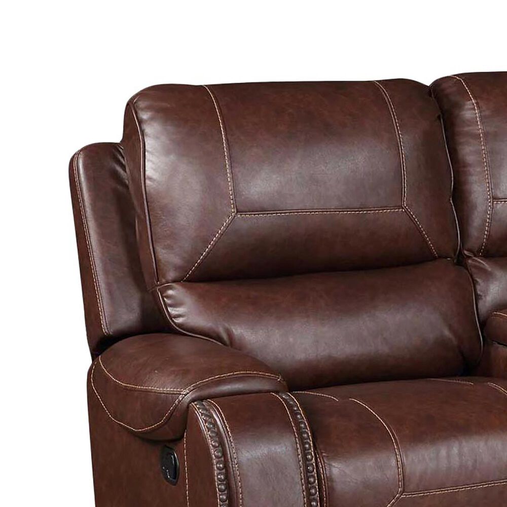 Crystal City Keily Manual Glider Reclining Loveseat in Brown, , large