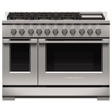 Fisher & Paykel 48" Freestanding Natural Gas Range with 6 Burners and Griddle in Stainless Steel, , large