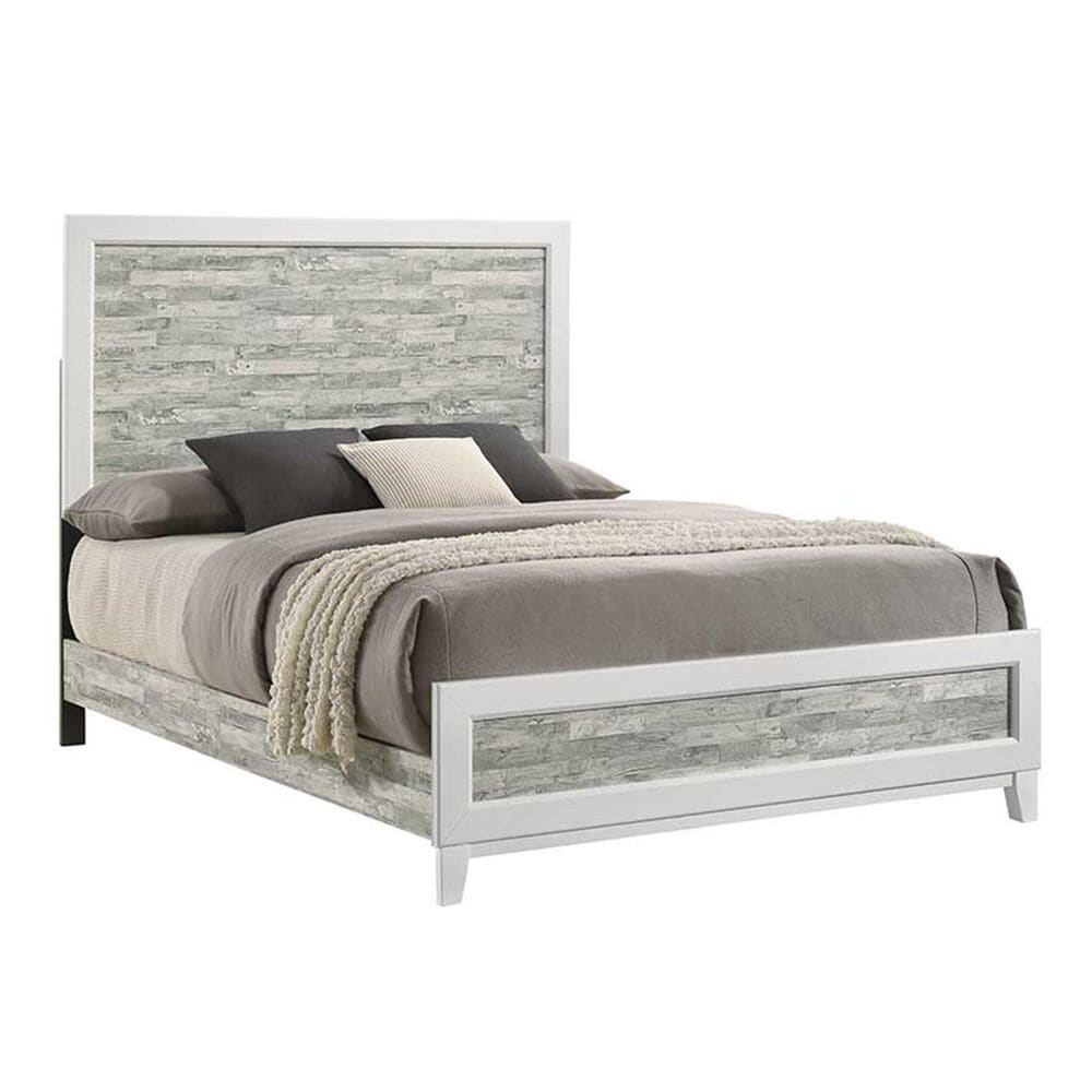 Titanic Furniture Artic Queen Panel Bed in Gray and White, , large