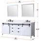 Lexora Home Marsyas 84" Double Bathroom Vanity in White with Grey Quartz Top and Rectangular Sinks, , large