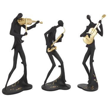 Maple and Jade 3-Piece Musician Abstract Decorative Sculpture Set in Matte Black and Gold, , large