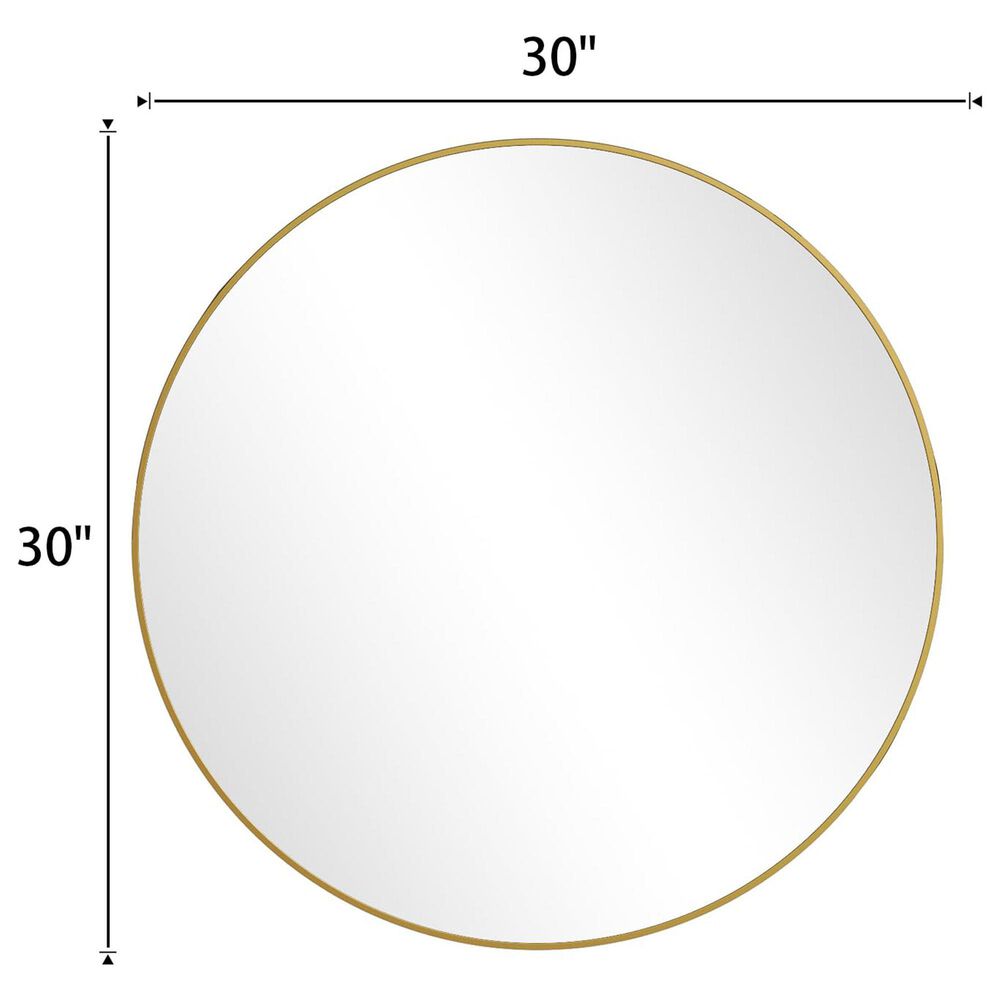 HOMLUX 30" Round Wall Mirror in Gold, , large