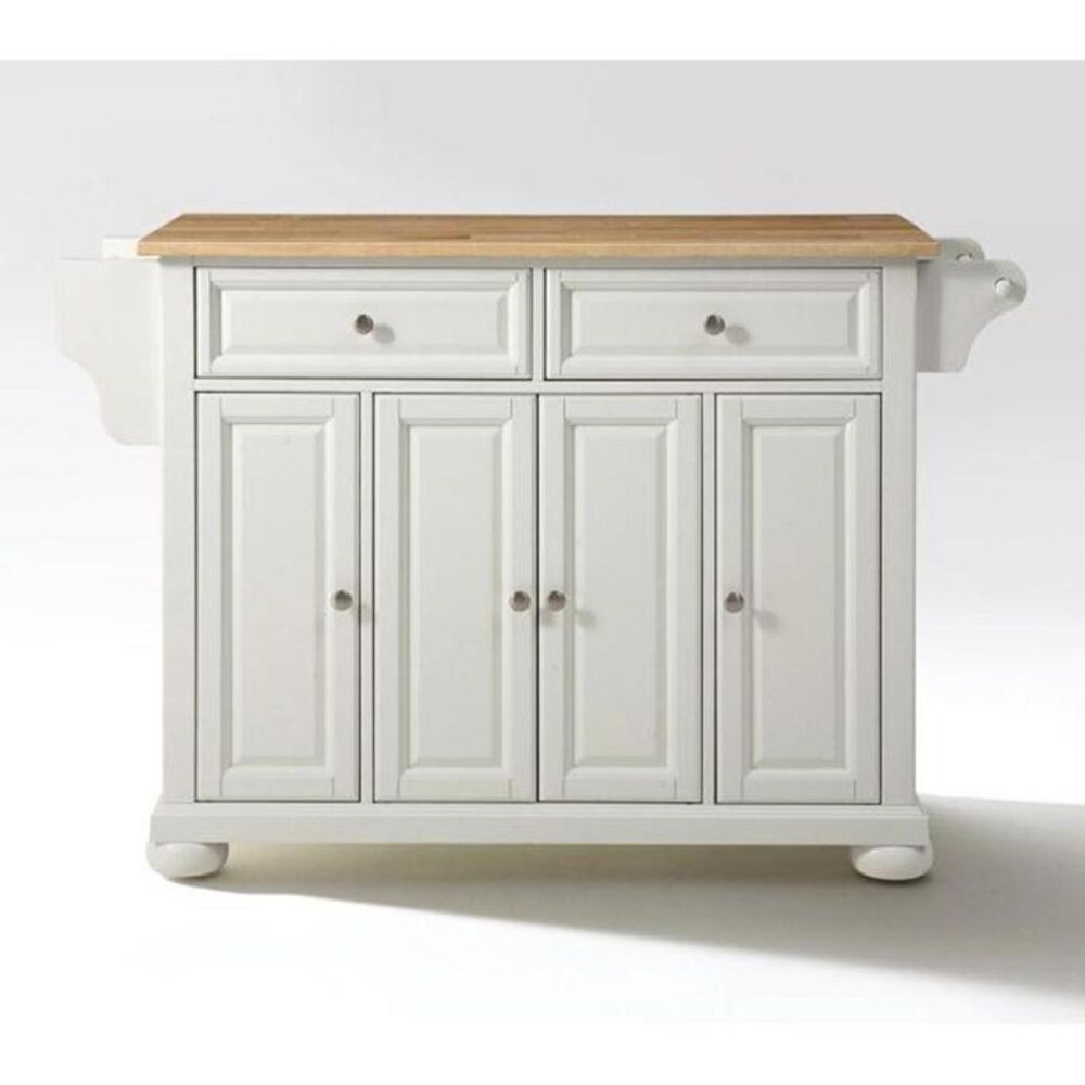Crosley Furniture Alexandria White Natural Wood Top Kitchen Island, , large