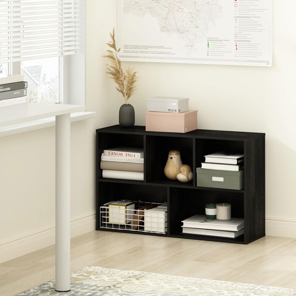 HOMLUX 5-Cube Open Shelf Storage Bookcase in Blackwood, , large