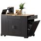 HOMLUX 47" Fluted Kitchen Island with Trash Can Storage Cabinet in Black and Natural, , large
