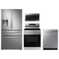 Samsung 4-Piece Kitchen Package with 28 Cu. Ft. French Door Refrigerator and 6.3 Cu. Ft. Smart Freestanding Electric Range in Stainless Steel, , large