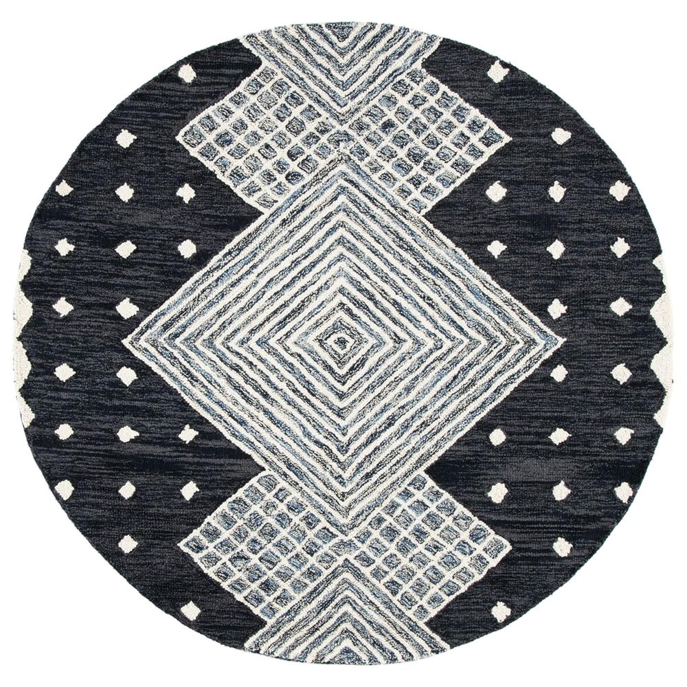 Safavieh Micro-Loop MLP171H 5" Round Charcoal and Ivory Area Rug, , large