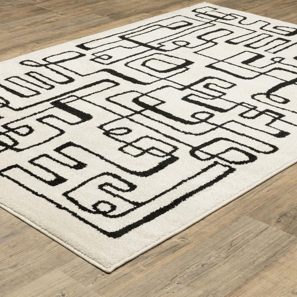 ROW by Oriental Weavers Quinn QUI11 Beige and Black 7'10" x 10' Area Rug, , large
