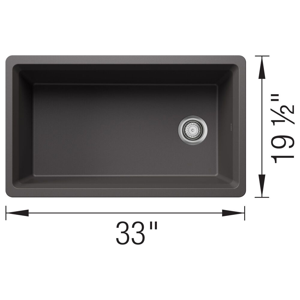Blanco Inteos 33&quot; Undermount Single Bowl Kitchen Sink in Cinder, , large