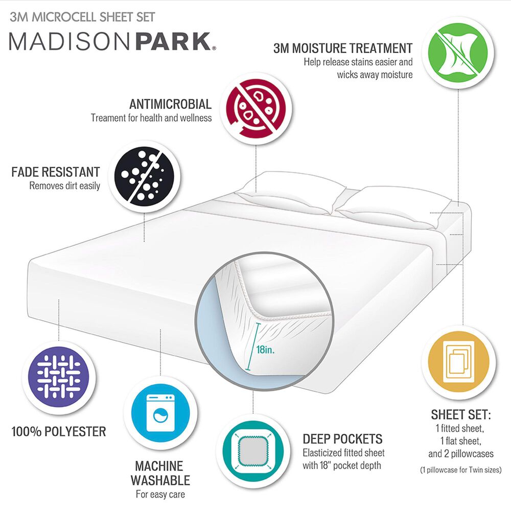 Hampton Park Madison Park 4-Piece Luxurious Brushed Microfiber Deep Pocket Full Sheet Set in Blush, , large