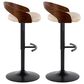 LumiSource Grotto Swivel Barstool with Cream Faux Leather Upholstery in Black and Walnut (Set of 2), , large