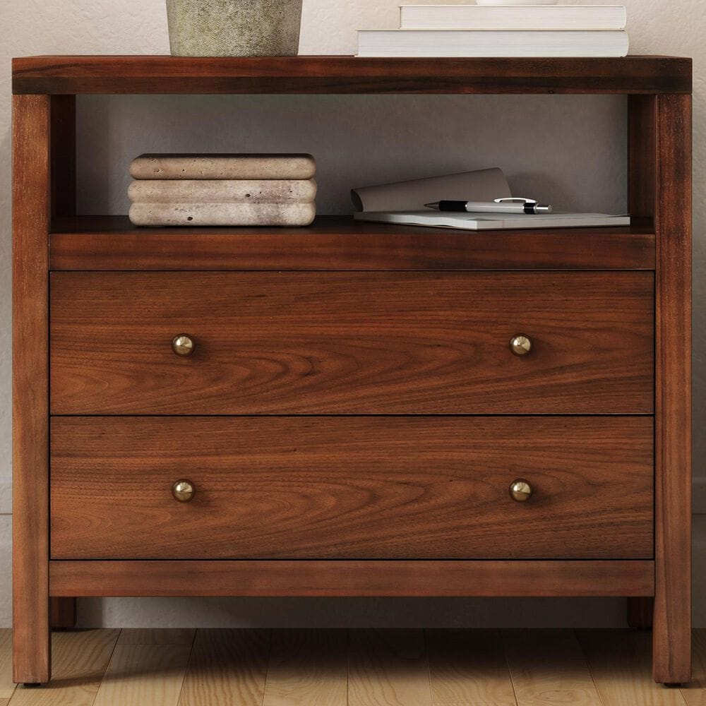 Butler Specialty Company Nora 2-Drawer Wide Nightstand with Open Shelf in Walnut, , large