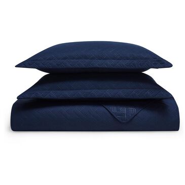Trade Linker 2-Piece Twin Basket Pinsonic Quilt Set in Navy, , large