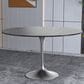 Leisuremod LeisureMod Verve Collection 48 Round Dining Table, Brushed Chrome Base with Sintered Stone Black Top, , large