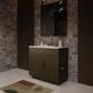 Lexora Home Abbey 36" Single Bathroom Vanity in Brown Oak with 2 cm White Quartz Top and Rectangular Sink, , large