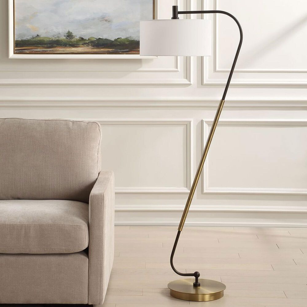 Uttermost Irwin Floor Lamp in Antique Brass and Dark Bronze, , large