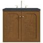James Martin Laurent 30" Single Bathroom Vanity in Honey Oak with 3 cm Charcoal Soapstone Silestone Top and Rectangular Sink, , large