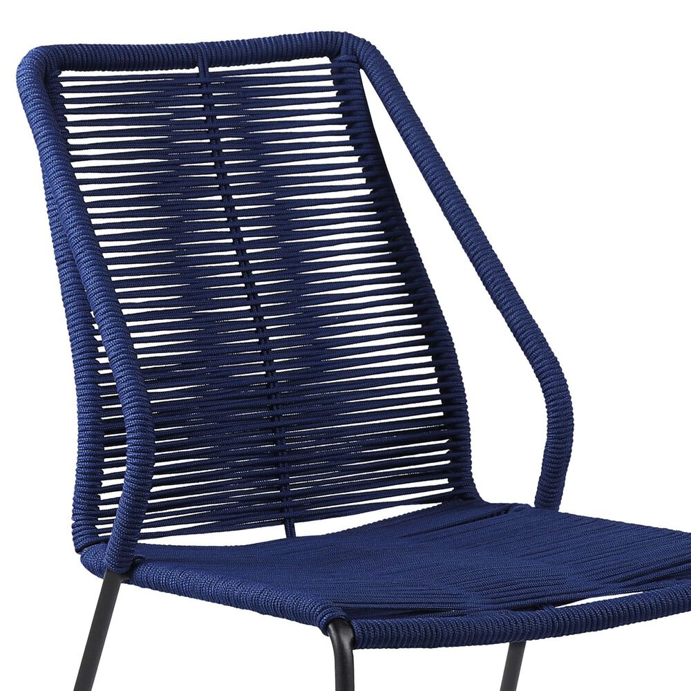 Blue River Clip Outdoor Dining Chair with Blue Woven Seat in Black (Set of 2), , large