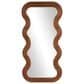 Maple and Jade 39" Wood Abstract Wavy Wall Mirror in Brown, , large