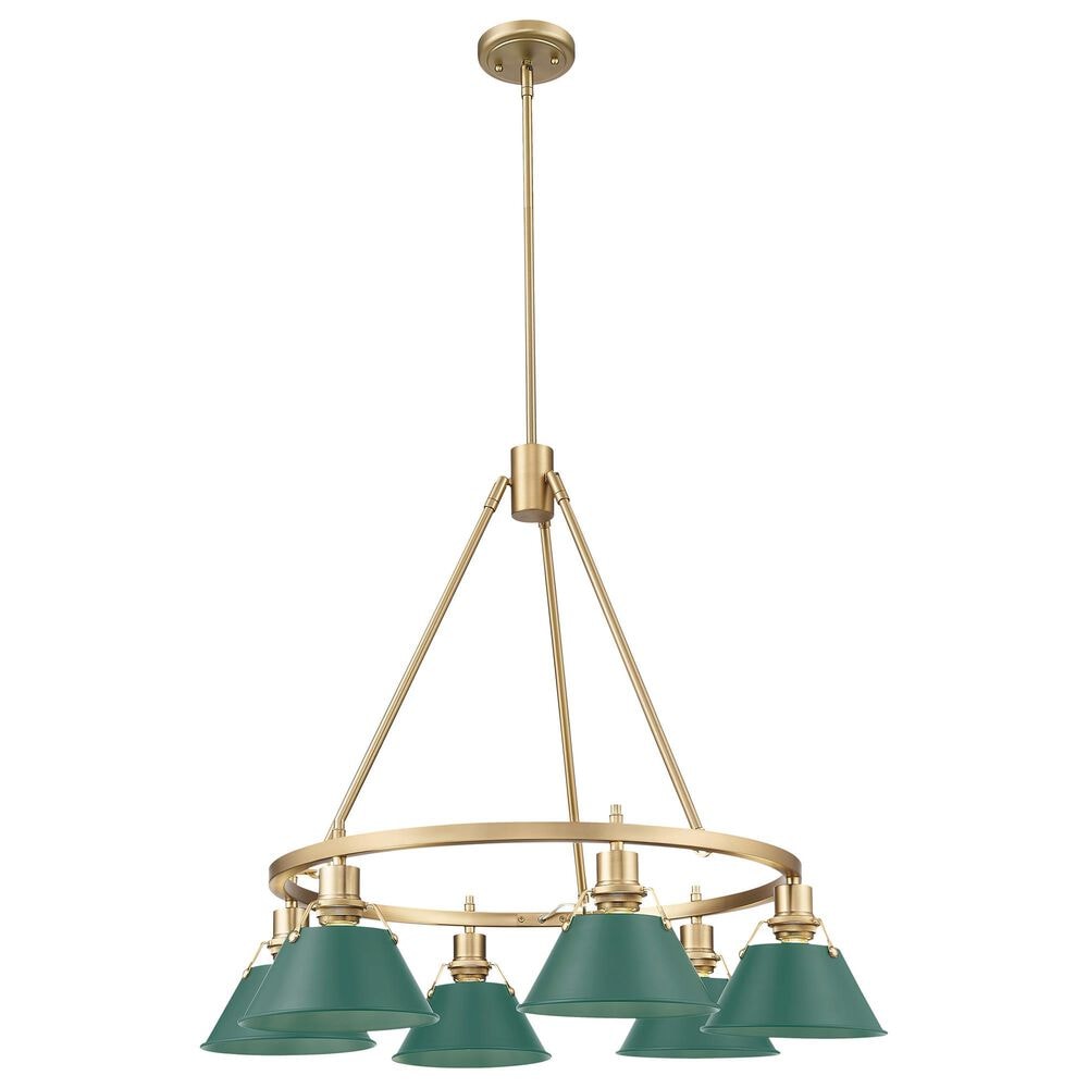 Golden Lighting Orwell 6-Light Chandelier with Pine Green Shade in Brushed Champagne Bronze, , large