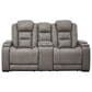 Ashley The Man-Den Power Reclining Loveseat/Console/Adjustable Headrest in Gray, , large