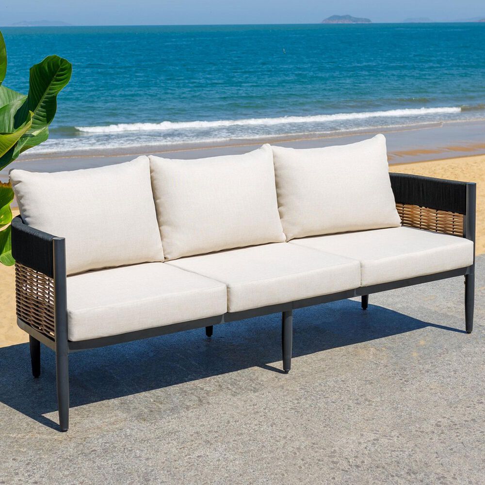 Safavieh Harrison 3-Seater Outdoor Sofa in Taupe, , large