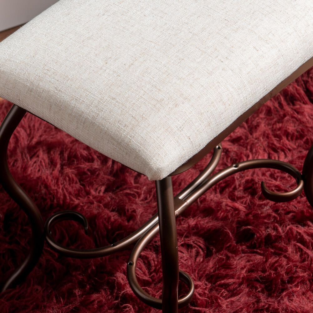 Linon Home Decor Clarisse Vanity with Stool in Bronze, , large