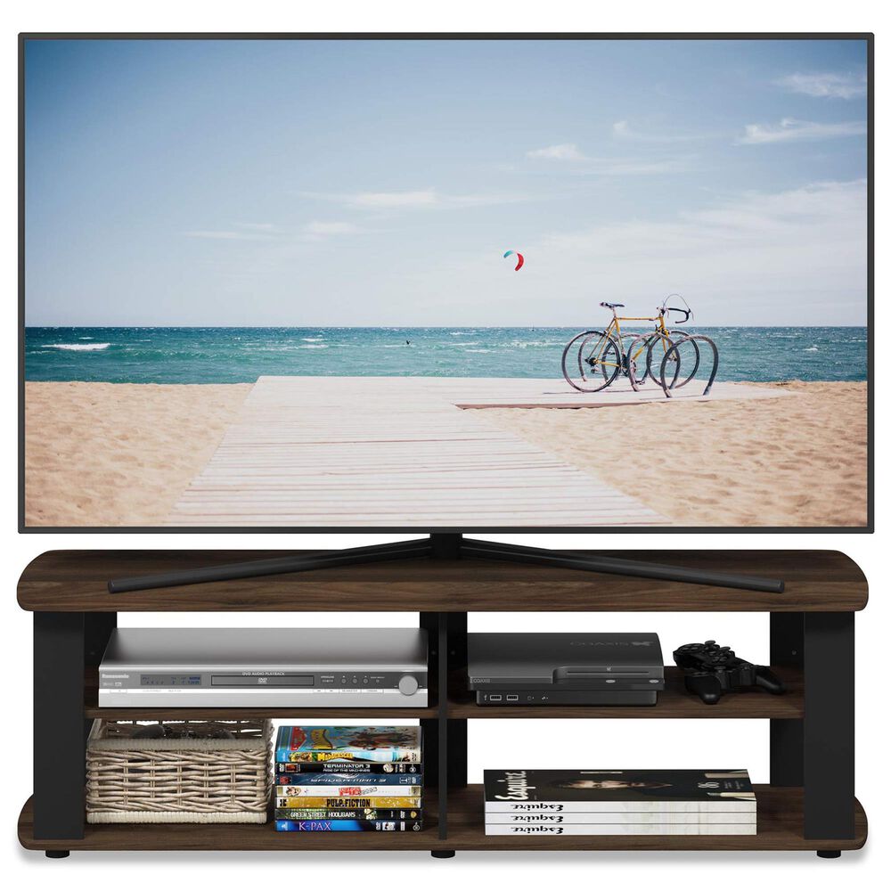 HOMLUX 43.3" Modern Entertainment Center TV Stand in Columbia Walnut and Black, , large