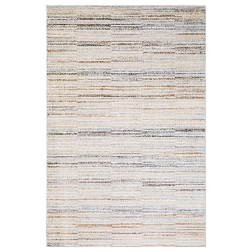 Oriental Weavers Oliver Blue and Rust 3"3" x 5" Area Rug, , large