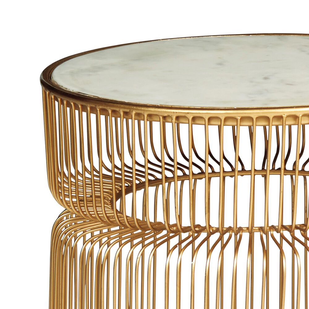 Signature Design by Ashley Vernway 2-Piece Accent Table Set in White Marble and Gold, , large
