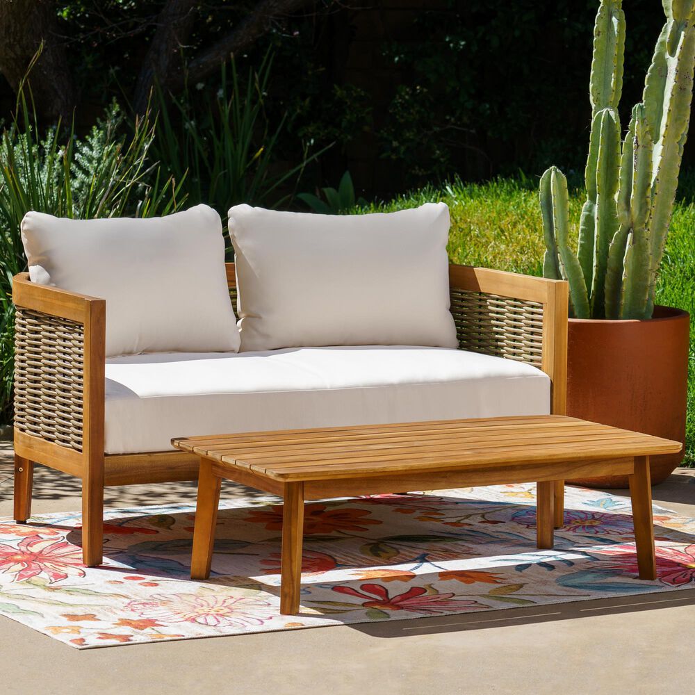 Linon Home Decor Chaddsley 2-Piece Outdoor Conversation Set in Brown, , large