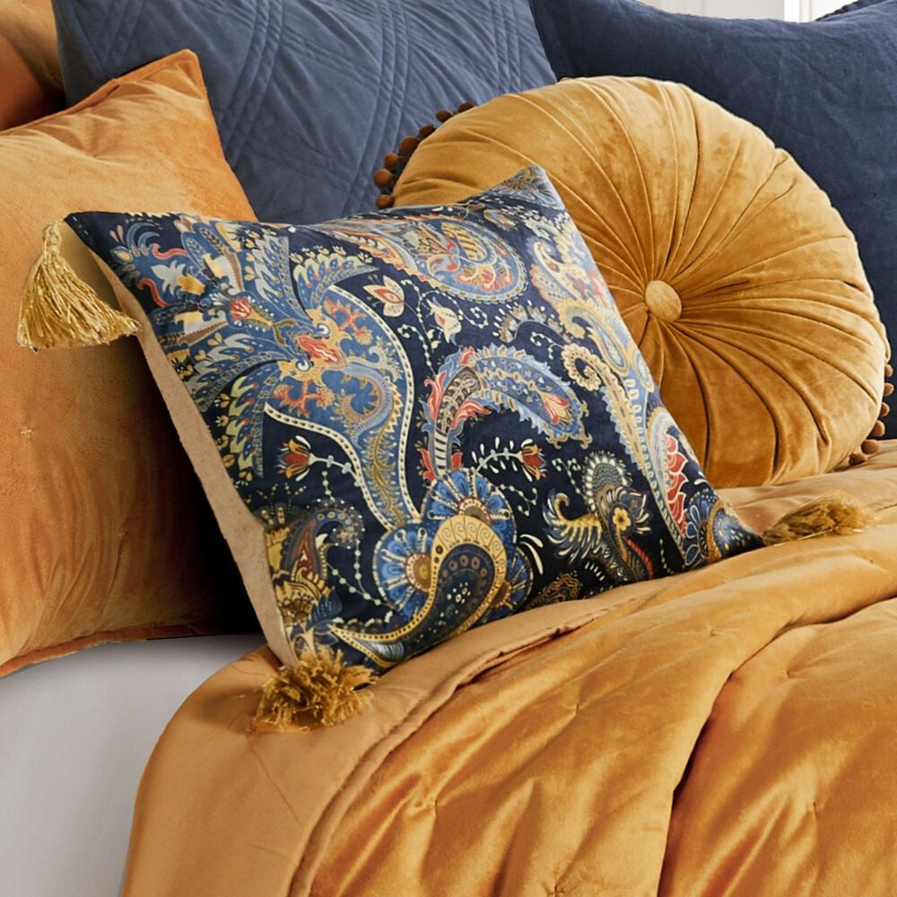 Levtex Calabria 14&quot; x 18&quot; Paisley Tassel Lumbar Throw Pillow in Gold, Red, Tan, Blue and Navy, , large